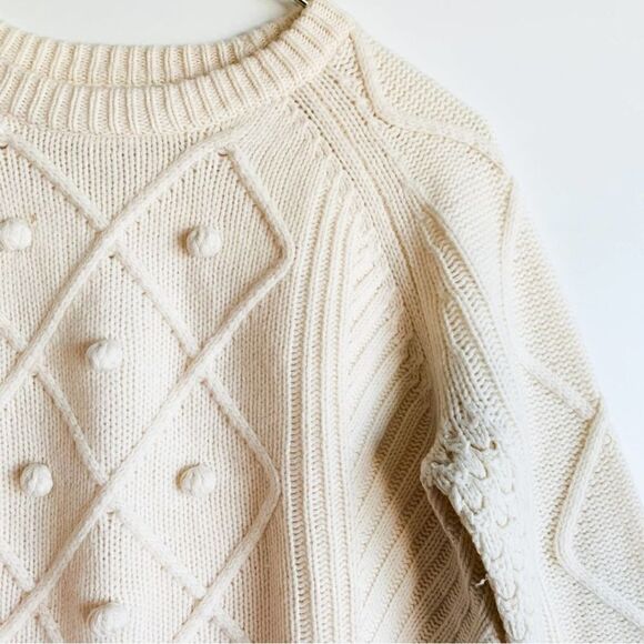 J Crew Cream Pom Pom Wool Sweater - Picture 2 of 5